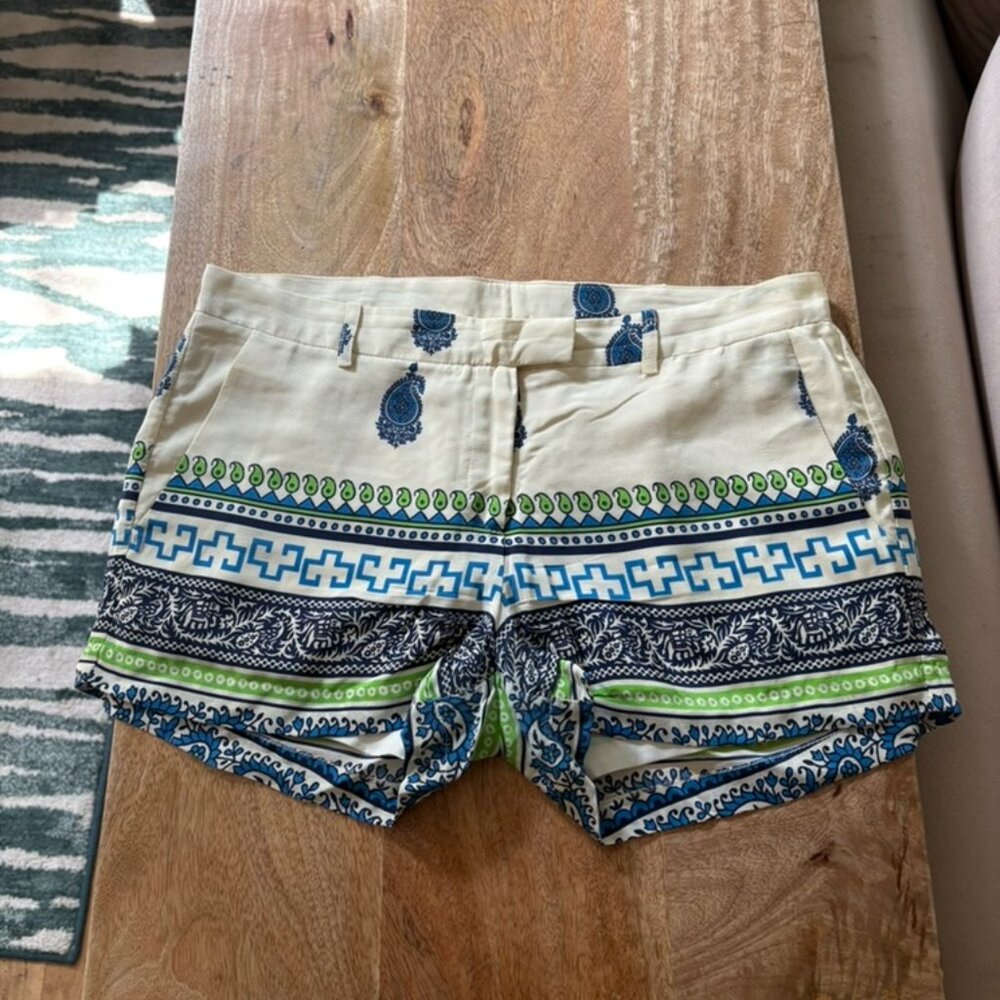 Amanda Uprichard Cream Paisley Greek Key FATE shorts Blue/Green S